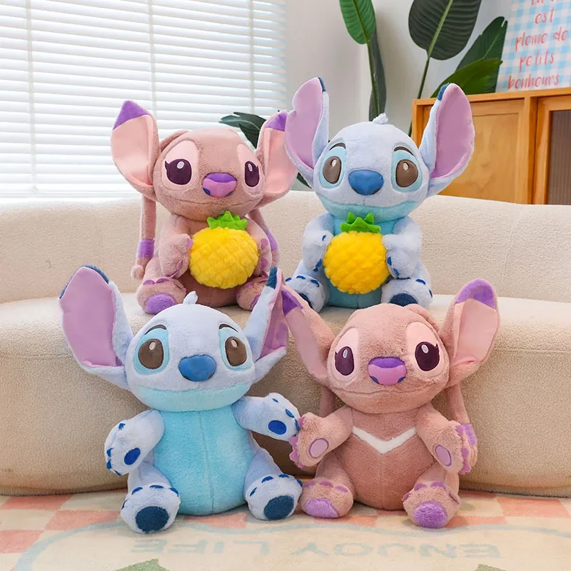 

Disney Stitch Angel Мягкая плюшевая игрушка Kawaii Мультфильм Ананас Плюшевая кукла Подушка для снятия стресса Удобная игрушка для детей Рождественский подарок
