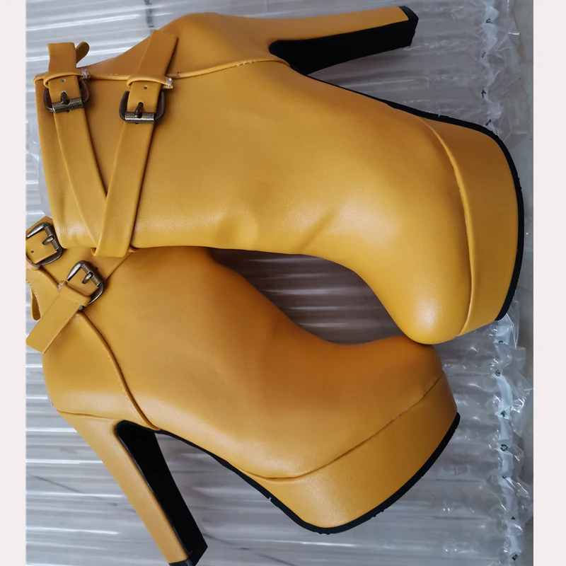 Fashion Short Boots Female Sexy Platform Ankle Boots For Women High Heels Black Red Yellow White Party Dance Shoes Large Size 50