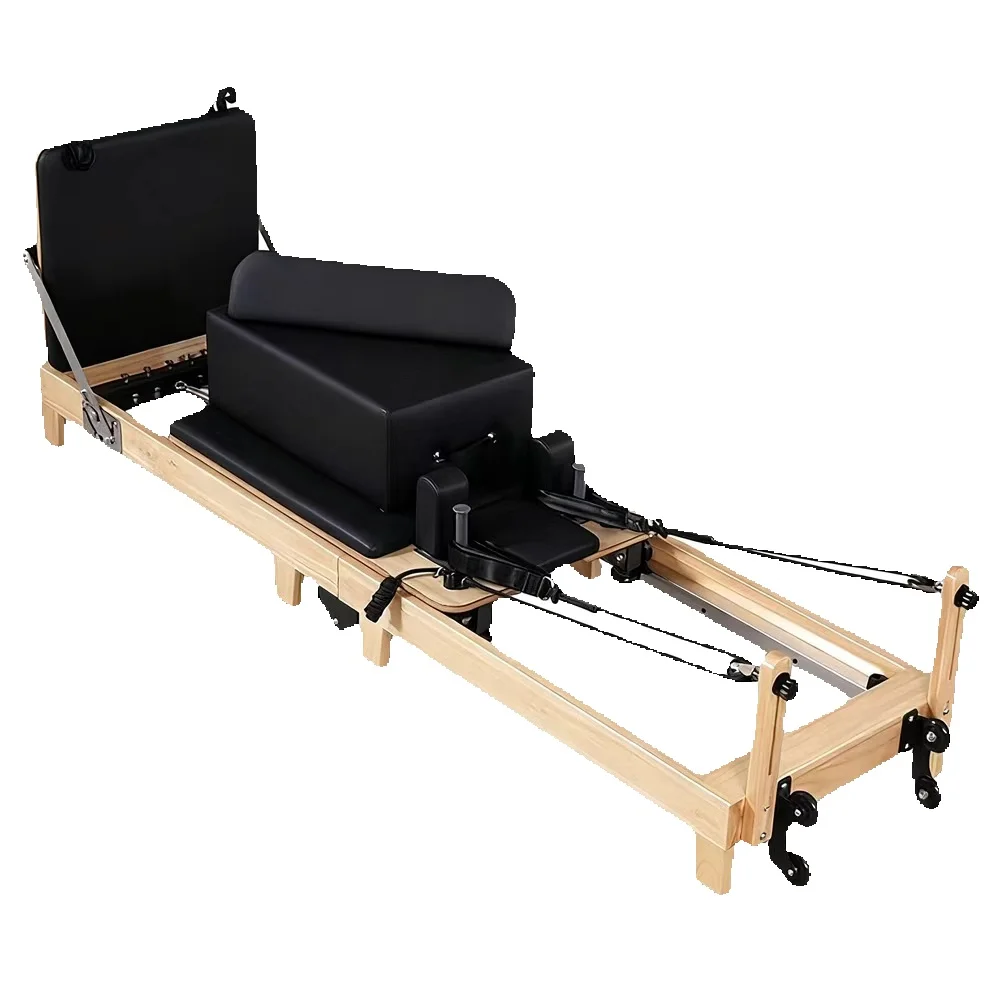 Opvouwbare Maple Pilates Reformer Bed – Ruimtebesparend ontwerp, houten kistverpakking voor thuisgebruik