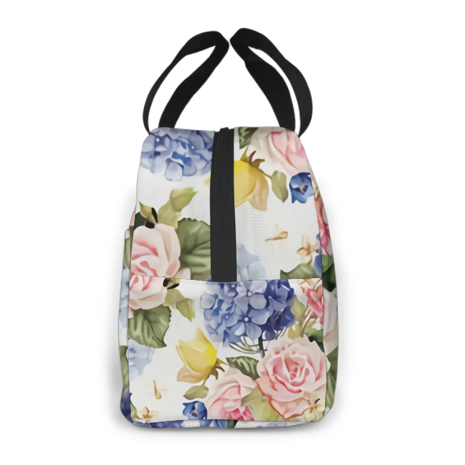 Lunch Bags for Women,Leakproof Insulated Floral Lunch Box with Adjustable Shoulder Strap Reusable Zipper Cooler Tote Bag