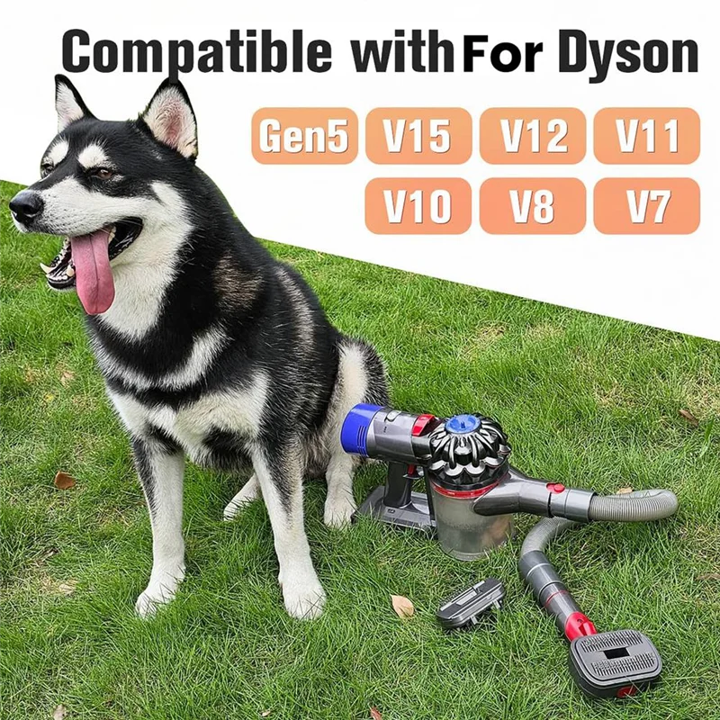B83B-2-In-1 Dog Hair Vacuum Brush For Grooming & Shedding For Dyson Gen5, V15, V12, V11, V10, V8, V7 Removes Loose Hair
