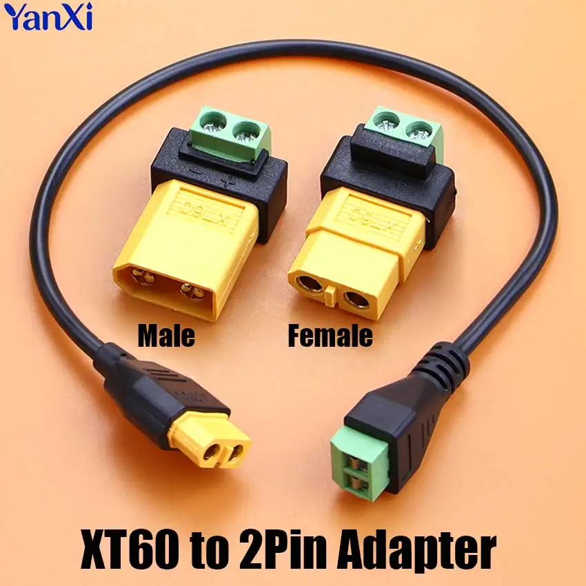 XT60 Stecker-Buchse auf 2-Pin lötfreier Anschlussadapter-Steckerkabel für Solarmodule, Drohnen, Modellflugzeuge, Ladegeräte