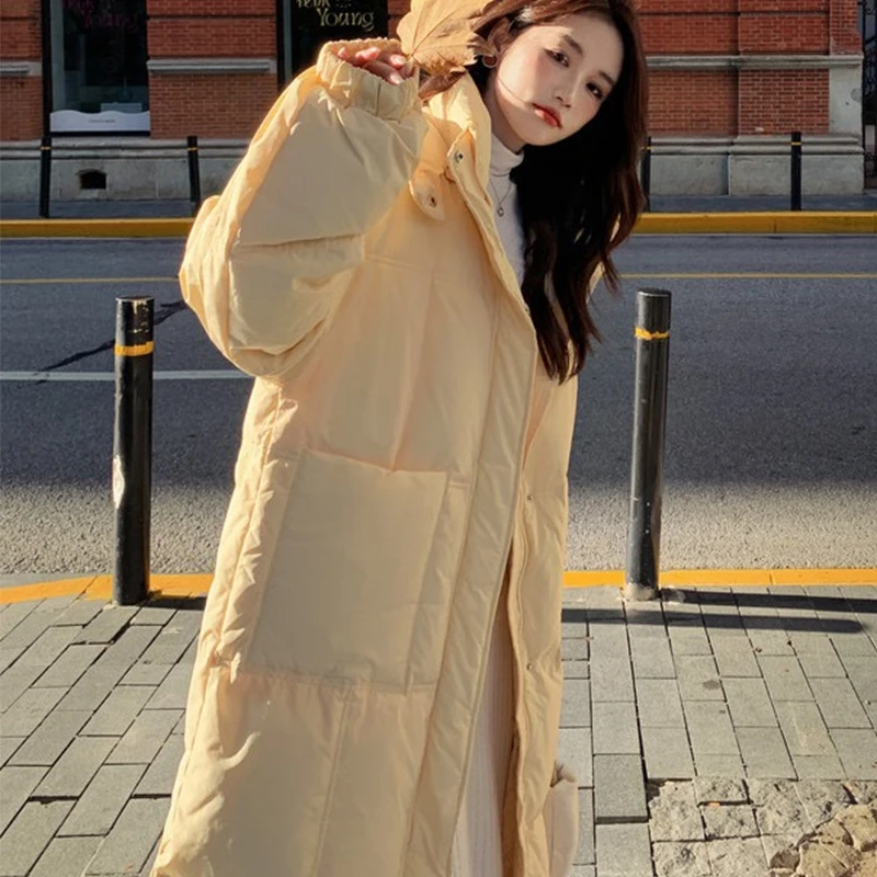 

Loose Casual Hooded Down Jacket Winter Solid Color Straight Women's Preppy Style Jacket 2023 New Fashion Warm Zipper Outerwear