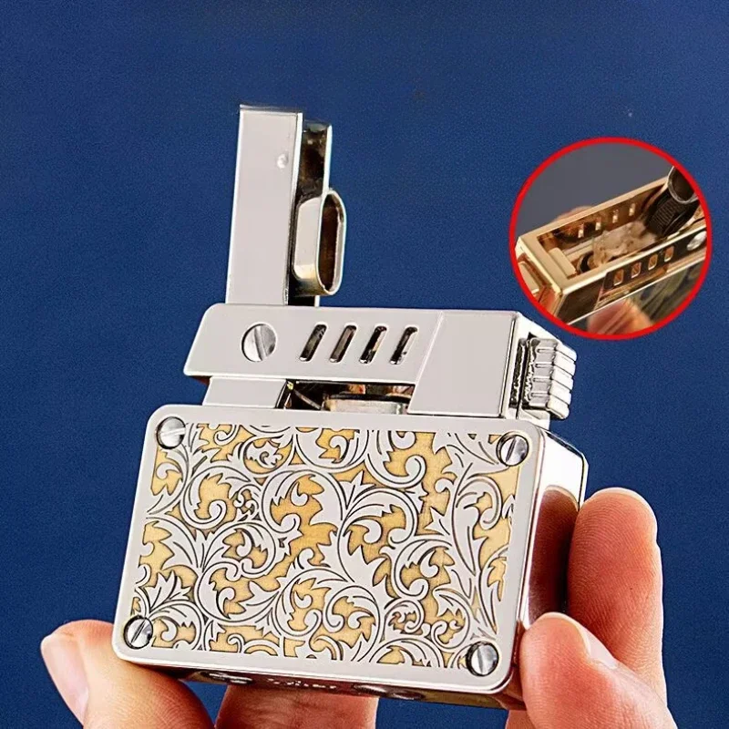 Genuine CHIEF Kerosene Lighter One Machine Dual Fuel Copper Alloy Material Double-sided Carving Jet Ignition for Men