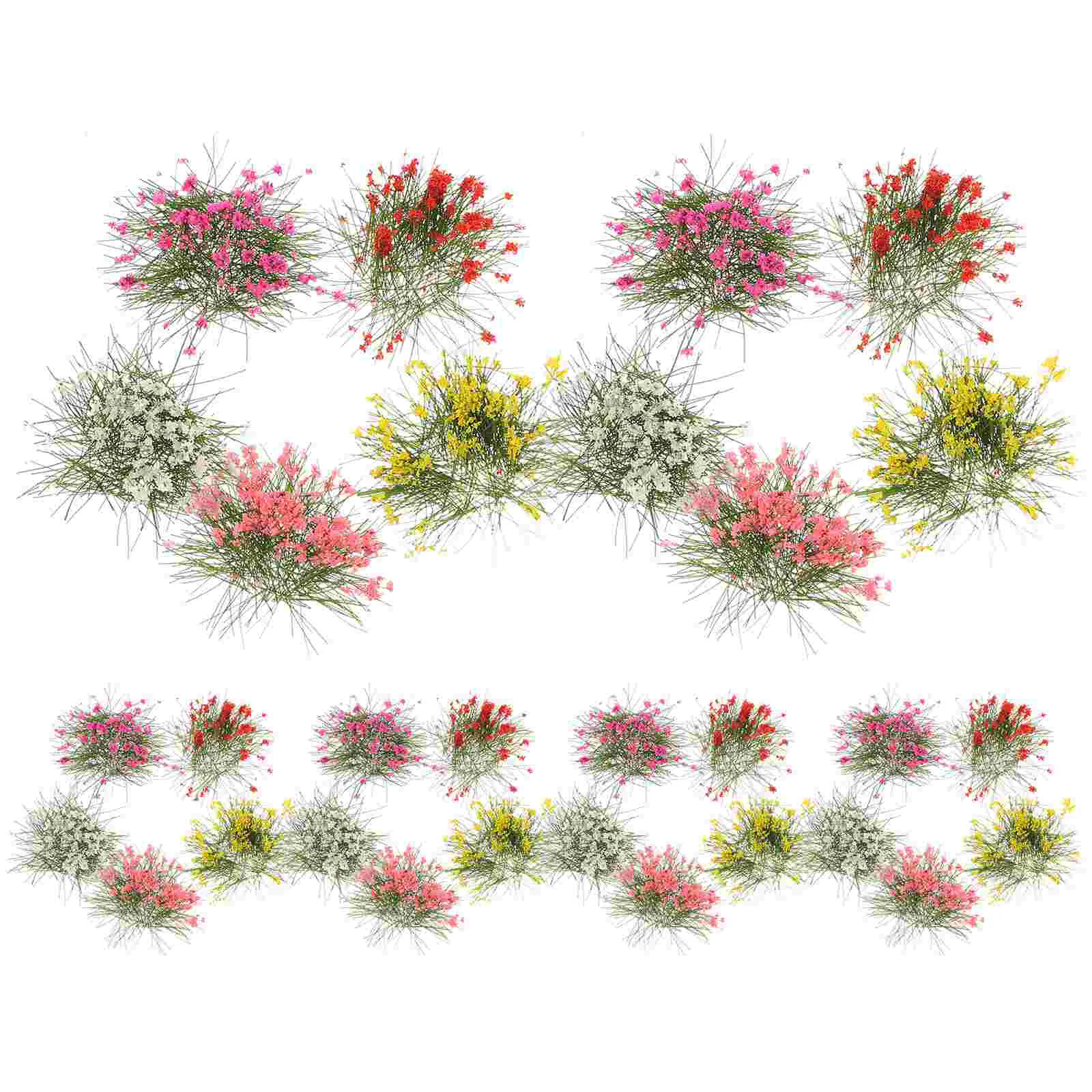 

5 Pcs Mini Flower Cluster Simulation Grass Clump Construction Sand Table Model Decor Bright Color Realistic Detail