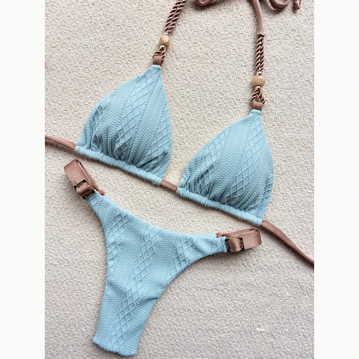 رفع البيكينيات 2026 مثير النساء ملابس السباحة الإناث الصلبة البرازيلي مجموعة البكيني Biquini ثوب السباحة لباس سباحة بحر #1