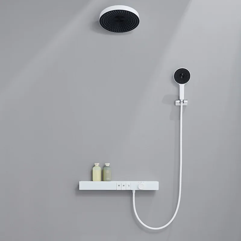 White Concealed Rain Constant Temperature Digital Shower Embedded Box Shower Set