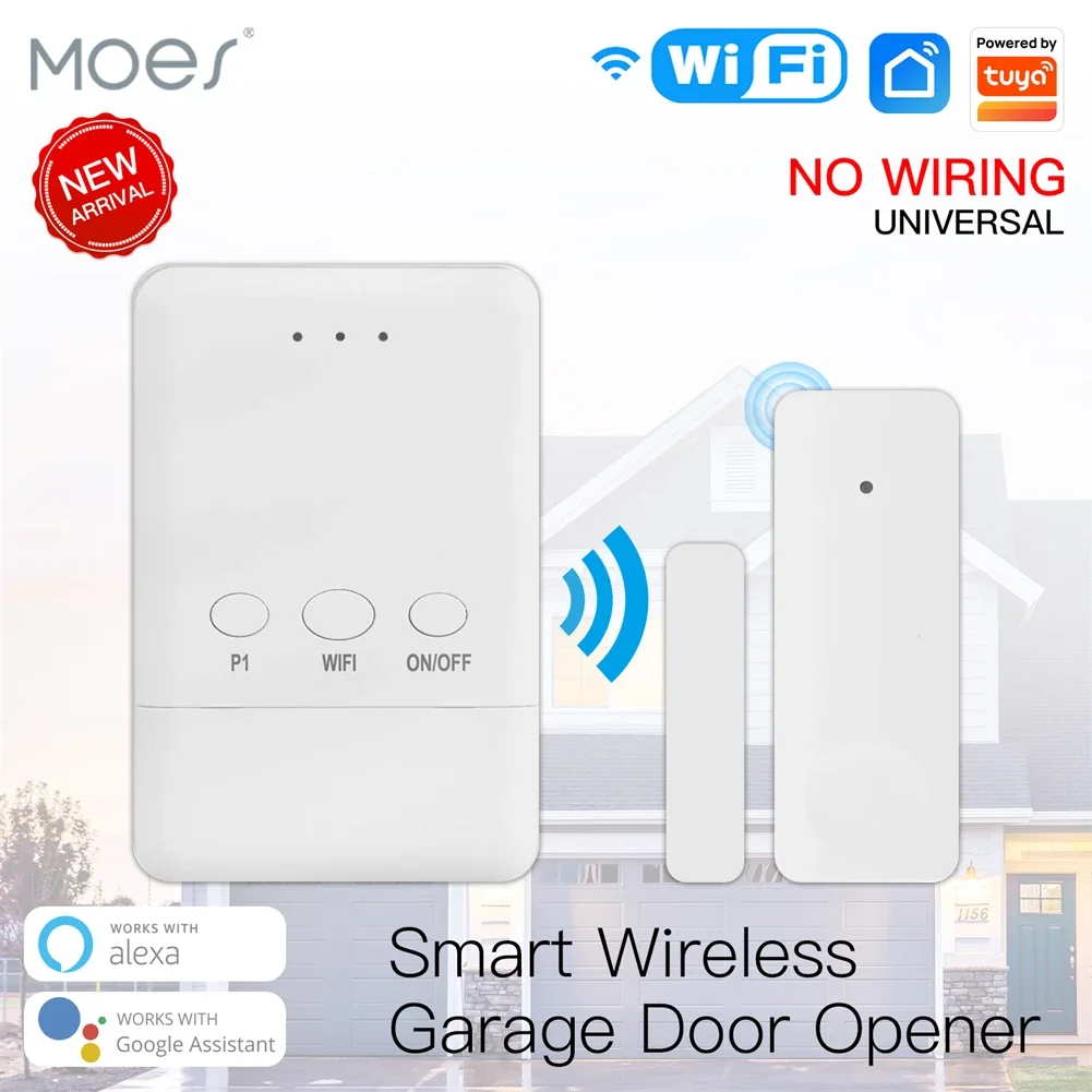 WiFi Tuya Garage Door Controller Smart Door Sensor Opener No Wiring Wireless Smart Life APP Control Voice Control Alexa Google