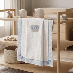 Jewelry Crown Blue Lace Personalized Name Swaddle Monogram Name Comfortable Knitted Babies Blankets Newborn Baby Blanketwhol