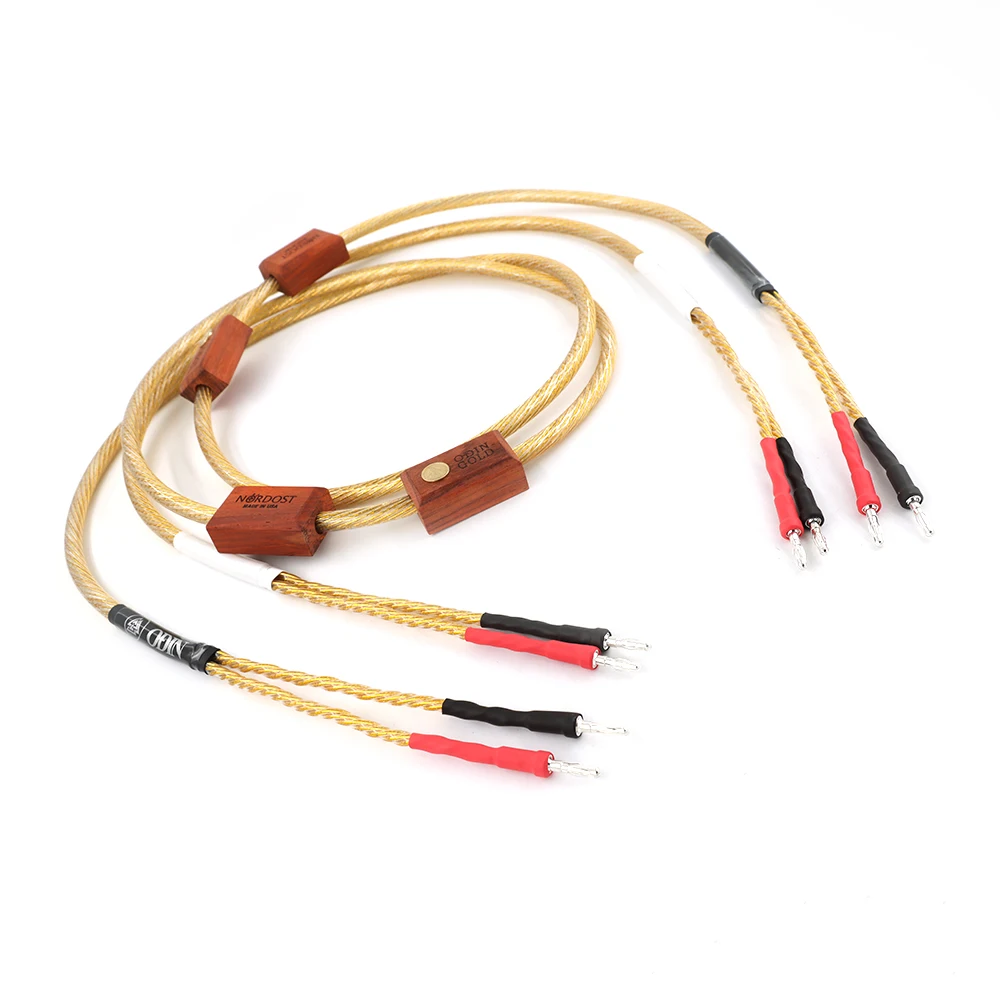 1 Pair Hifi Nordost ODIN Gold Banana To Banana Plug Biwire Electric Speaker Cable for amplifier CD LoudSpeaker Wire Audio Line