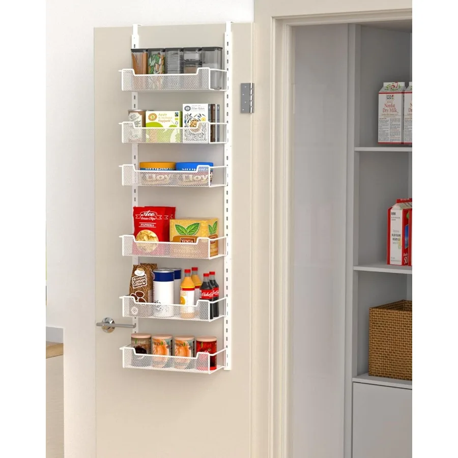

12.3 W Narrow Over the Door Pantry Organizer 6Tier Over the Door Organizer with Adjustable Basket Pantry Door Organization for