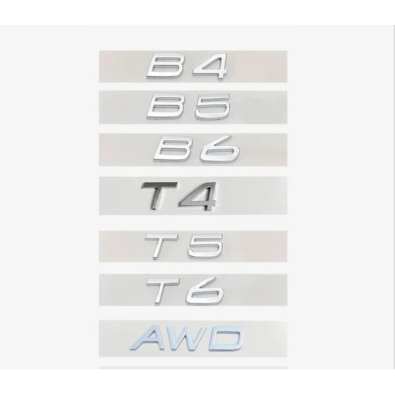 ABS Letters Numbers Emblem B4 B5 T4 T5 T6 T8 Trunk Lid Badge Decal Car Sticker for Volvo V60 Glossy Black Chrome