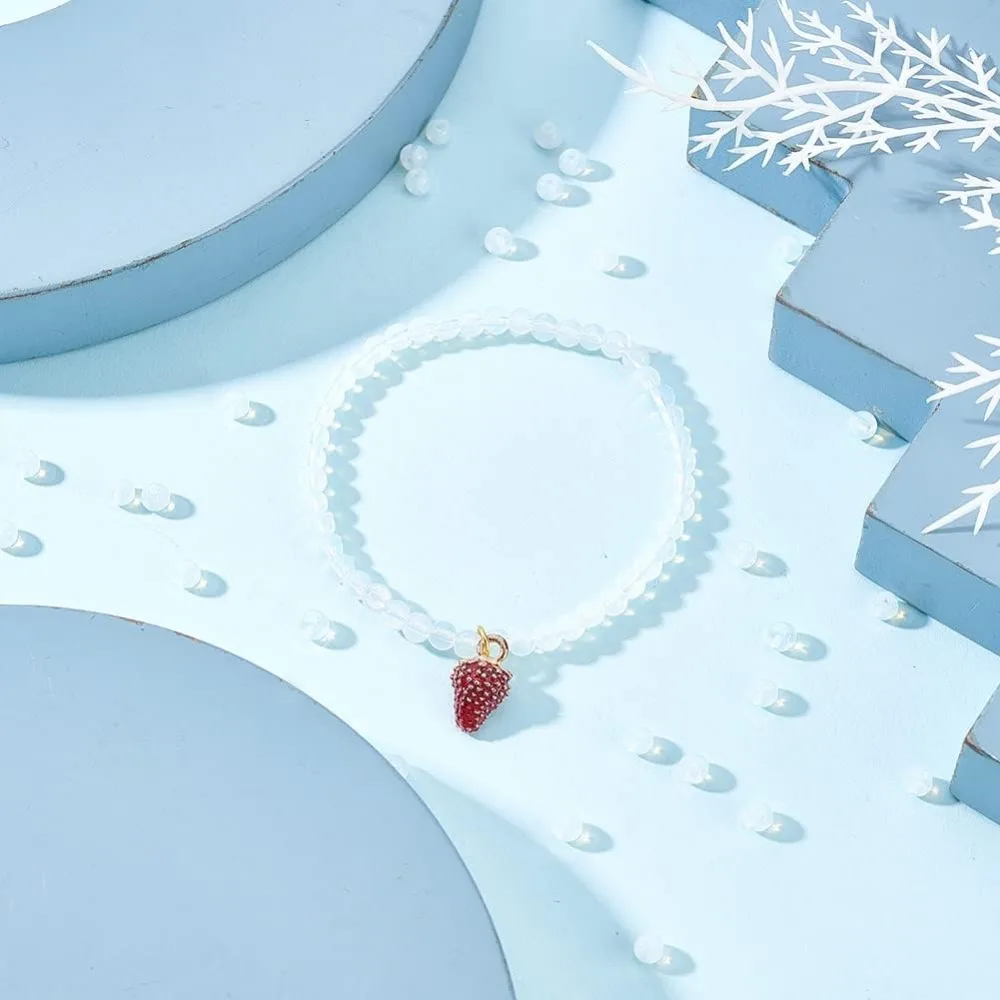 400 قطعة حبة أوباليت مستديرة طبيعة الحجر حبة الأحجار الكريمة الفواصل حبة فضفاض حجر حبة 4 مللي متر الحجر الأبيض صنع عدة