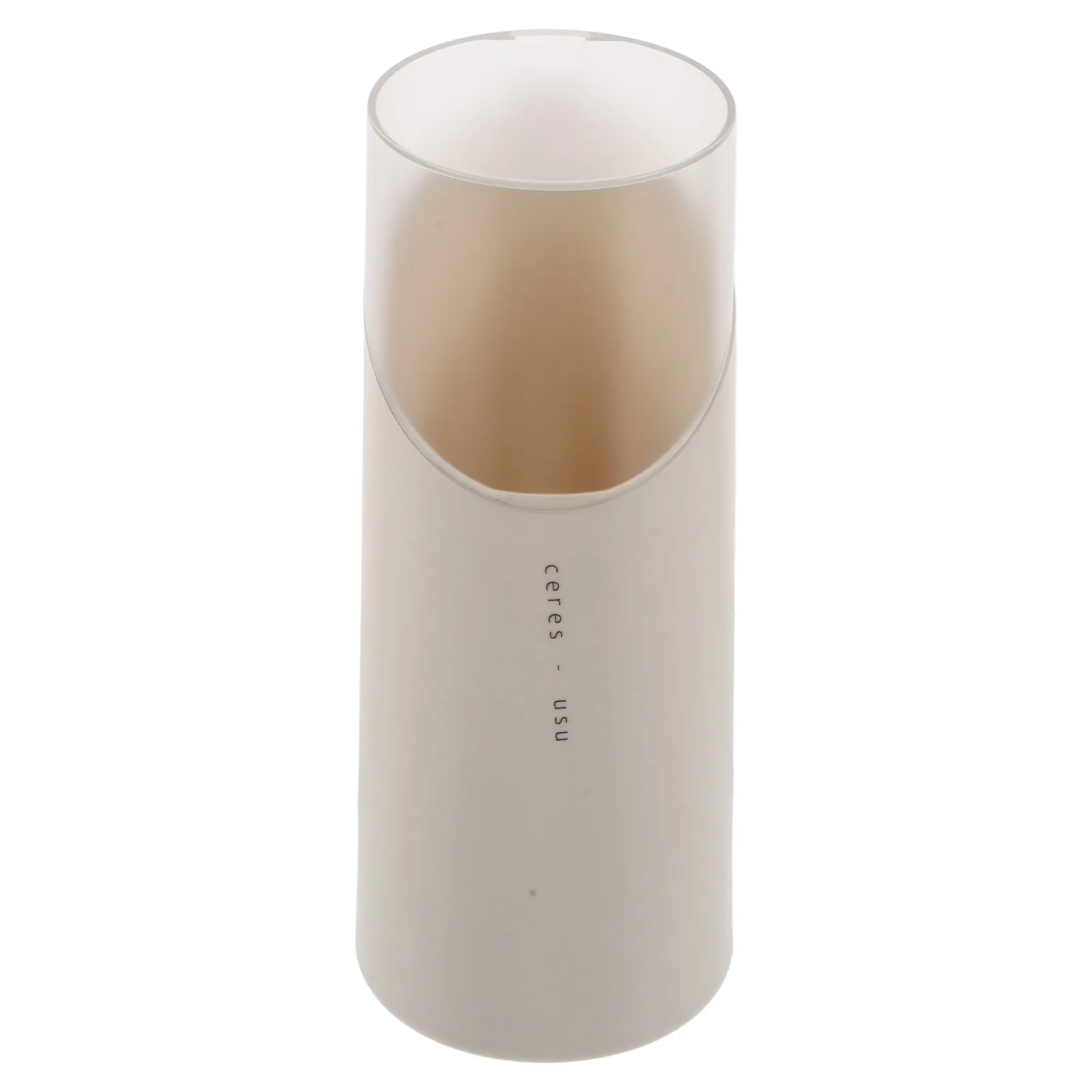 

Covered Makeup Brush Holder Spacious Organizer for Vanity Table Top Tools Minimalist Design Storage Case for Bathroom