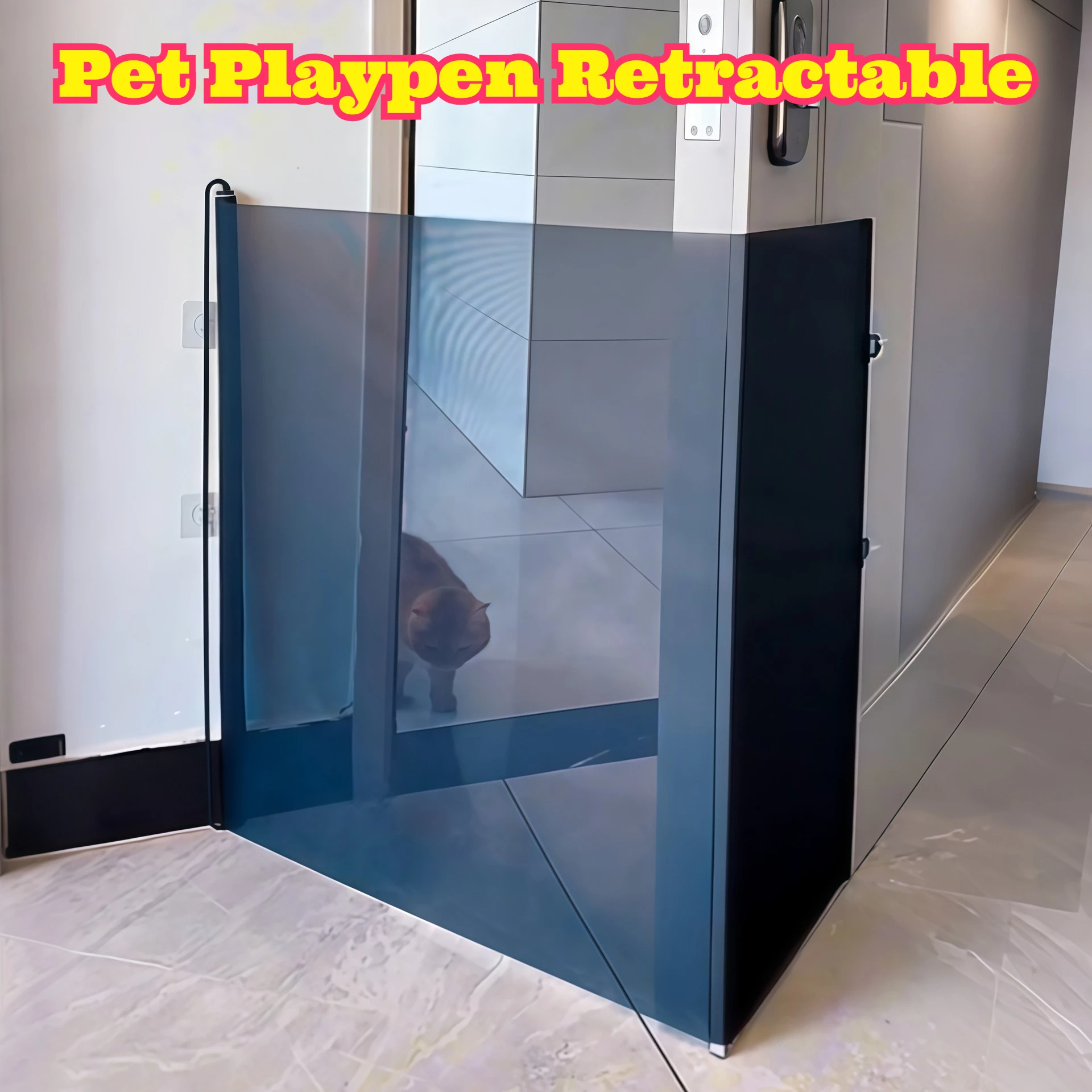 

Pet Playpen Retractable Fabric Fence Anti Escape Pet Gate Barrier Partition Dogs Cats Indoor Outdoor Flexible Portable Fencing
