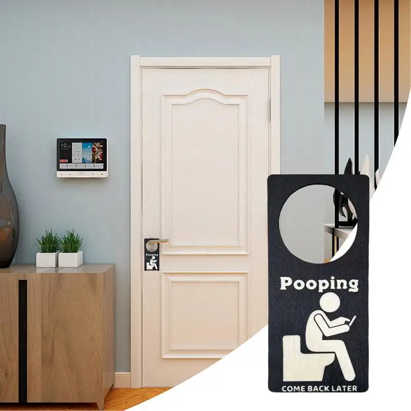 Vacant Occupied Bathroom Sign Novelty Pooping Door Sign Fun Occupied Sign On Bathroom Door Wooden Door Knob Hanger Sign For