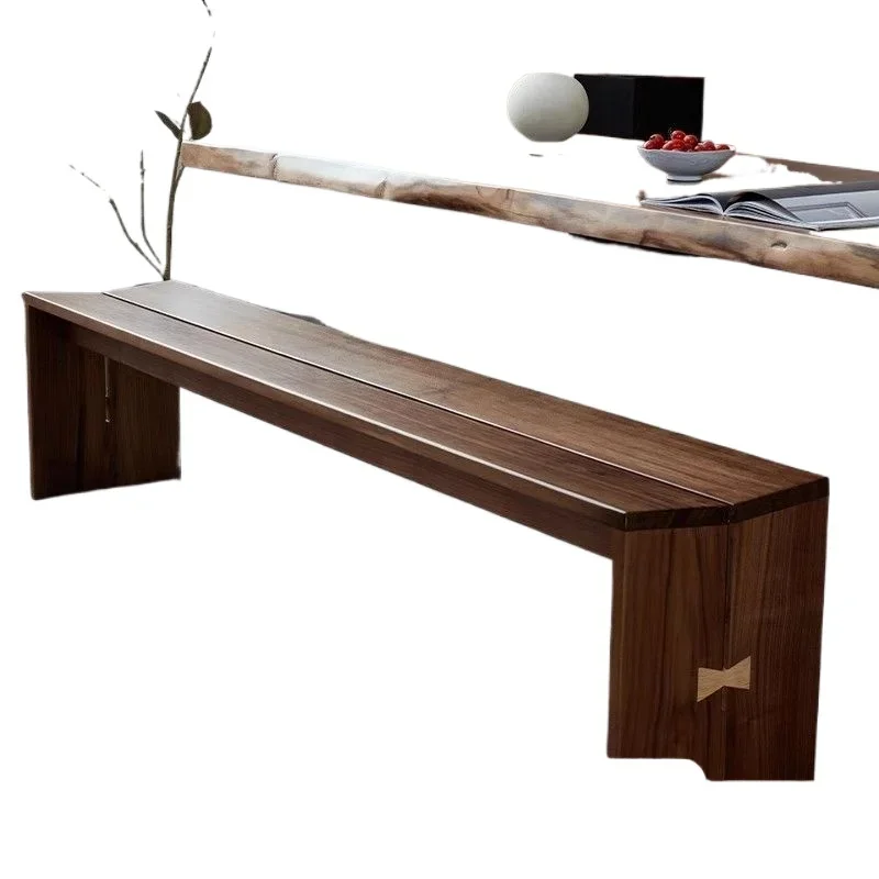 North American black walnut bench, all solid wood long strip tenon and mortise, modern home bench dining chair creative bedside