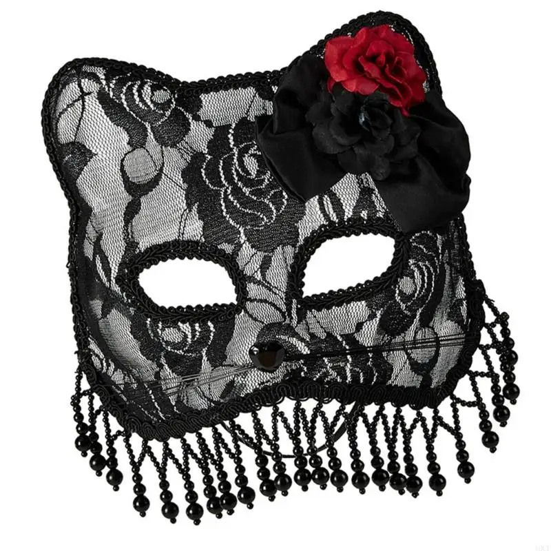 Maschera maschera maschera a metà facciata eyemask foxes gatti maschera con velo delle nappe