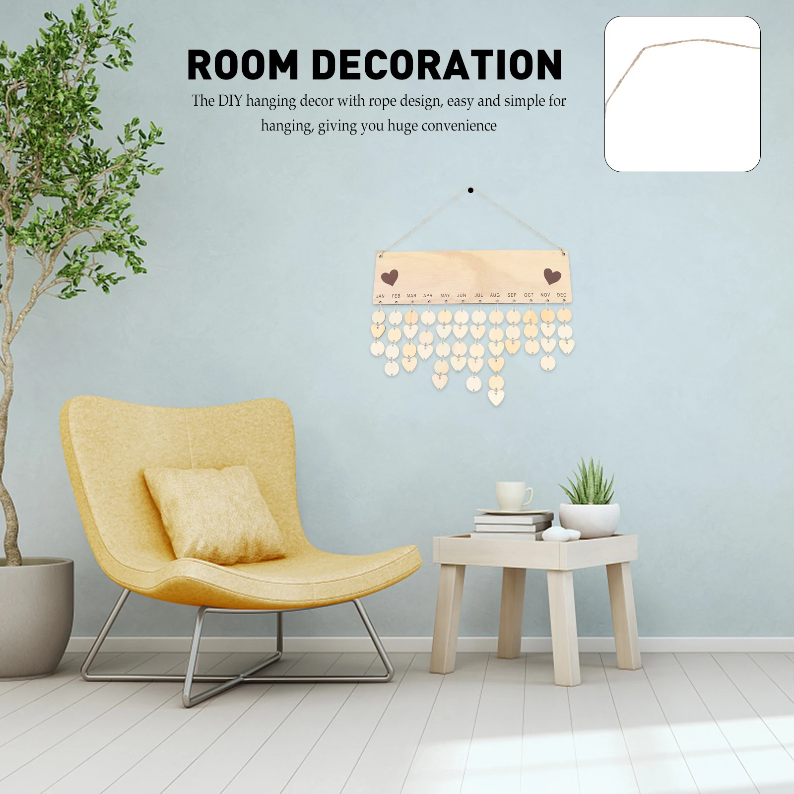 

Wooden Calendar Hanging Tag Reminder Board Home Decor Birthday Planner Party DIYDecoration Wooden Slice Name Date