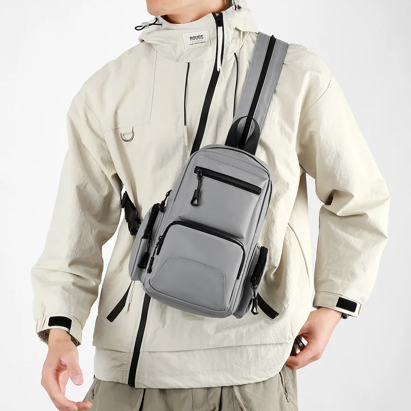 Nova Bolsa de Peito Masculina Casual, Versátil, à Prova d'Água, Grande Capacidade, Multifuncional, Bolsa Transversal