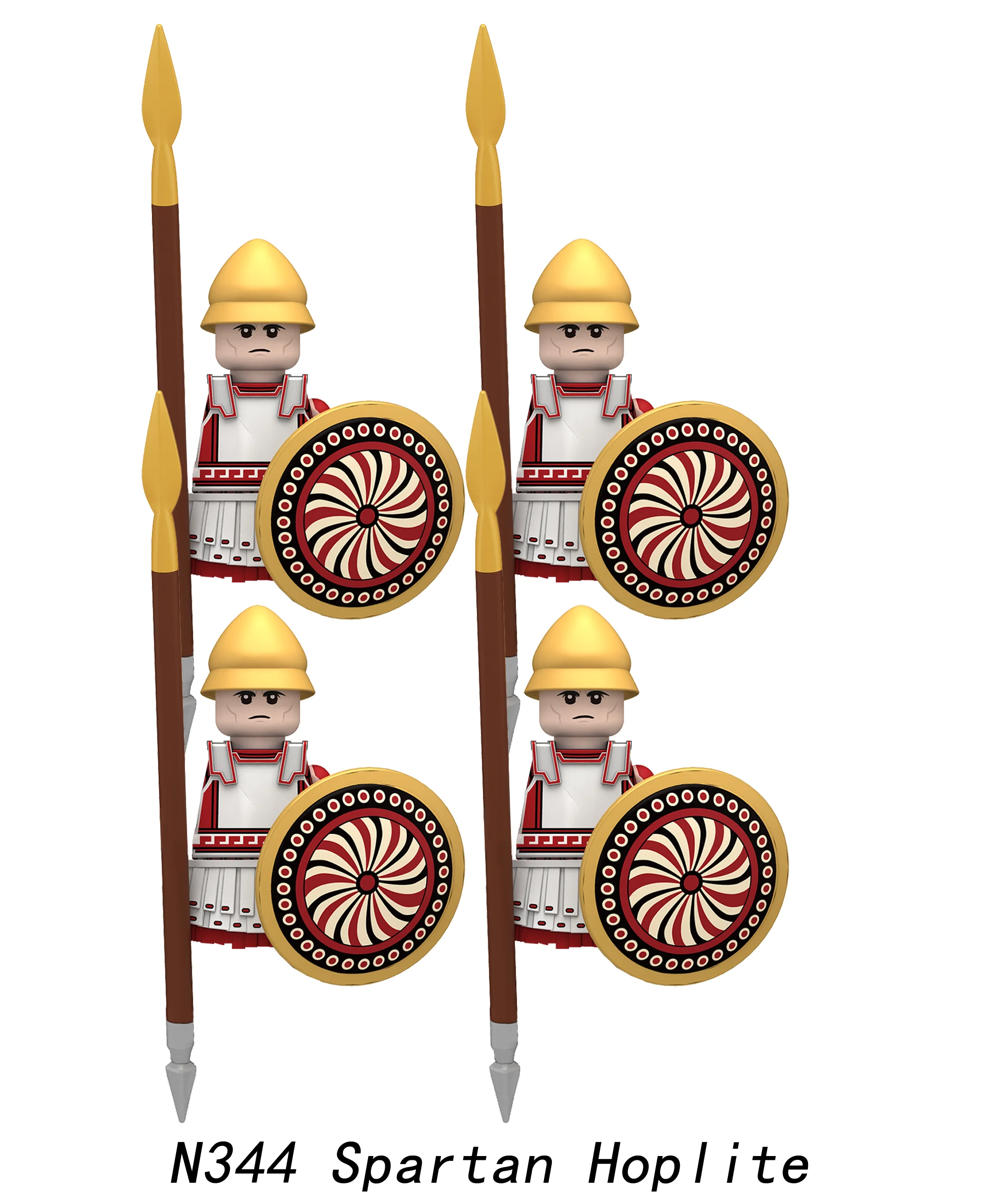 MOC Römische Soldatenfiguren Bausteine Spartaner Hopliten Athener Armee Speer Bogen Waffen Schilder Schwert Rüstung Weste Bausteine Spielzeug