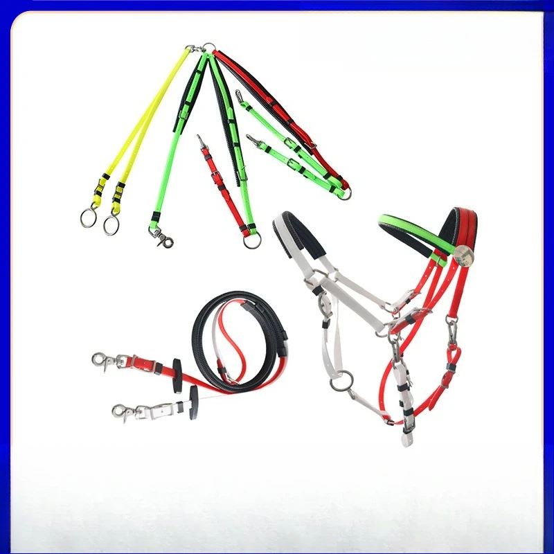 

TPU Equestrian Supplies Non slip and wear resistant bridle horse chest strap reins color matching endurance race three piece set