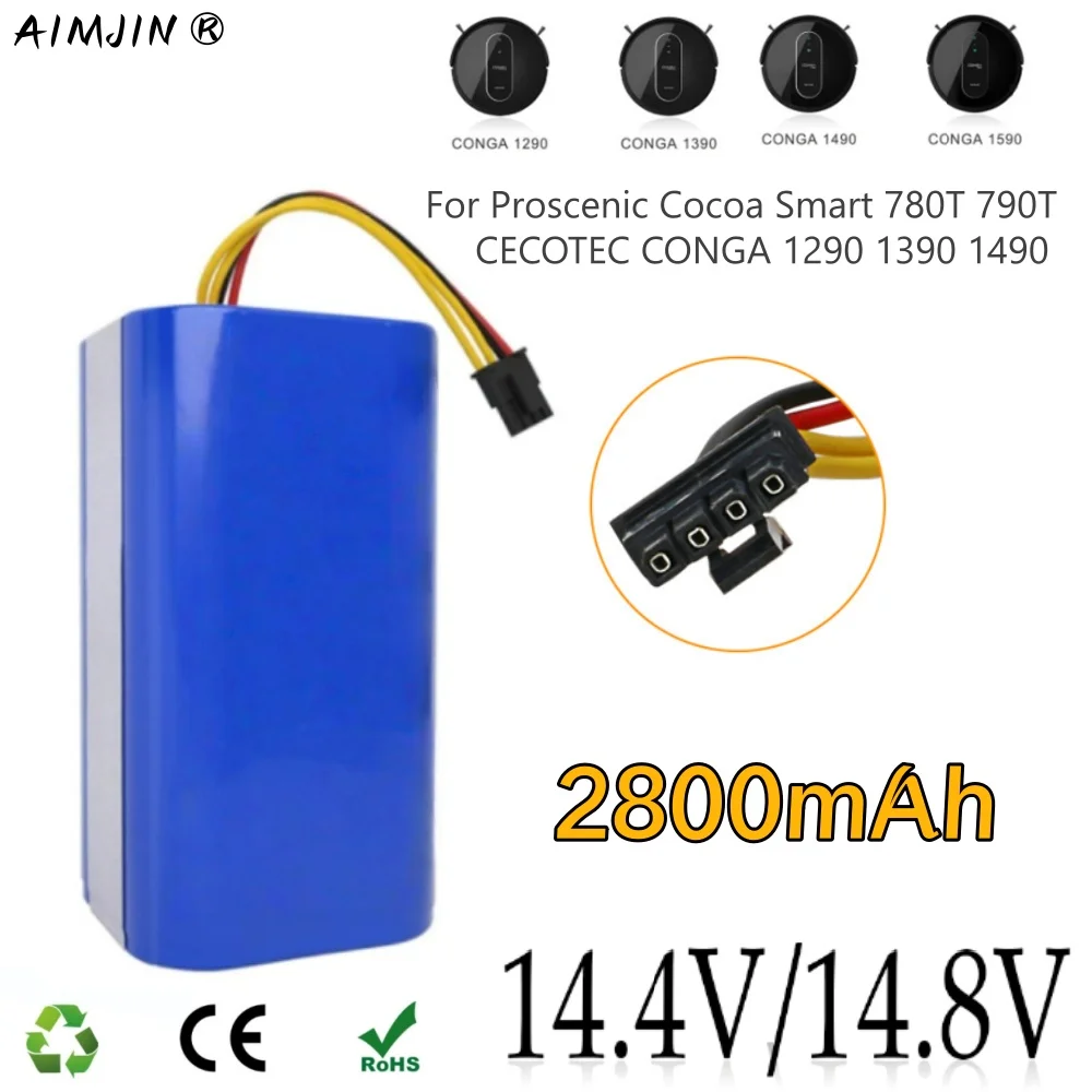 

14,4 В 2800 нАч 18650 аккумулятор для пылесоса Cecotec Conga 1290 1390 1490 1590 Genio deluxe 370 Gutrend echo 520