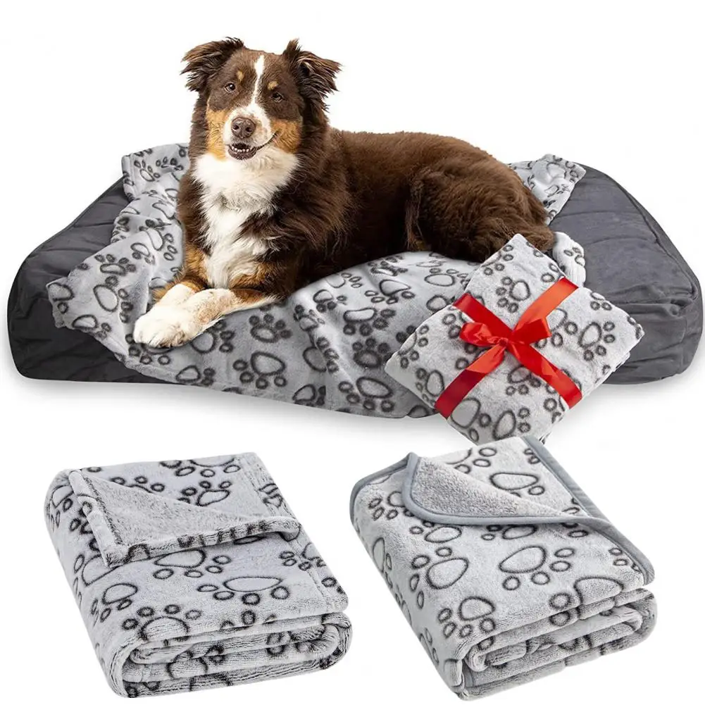 

PlushPet Blanket Thickened Keep Warm Super Soft Dog Paw Print Fleece Blanket Cozy Pet Bedding Sofa Blanket Cushion Pet Supplies