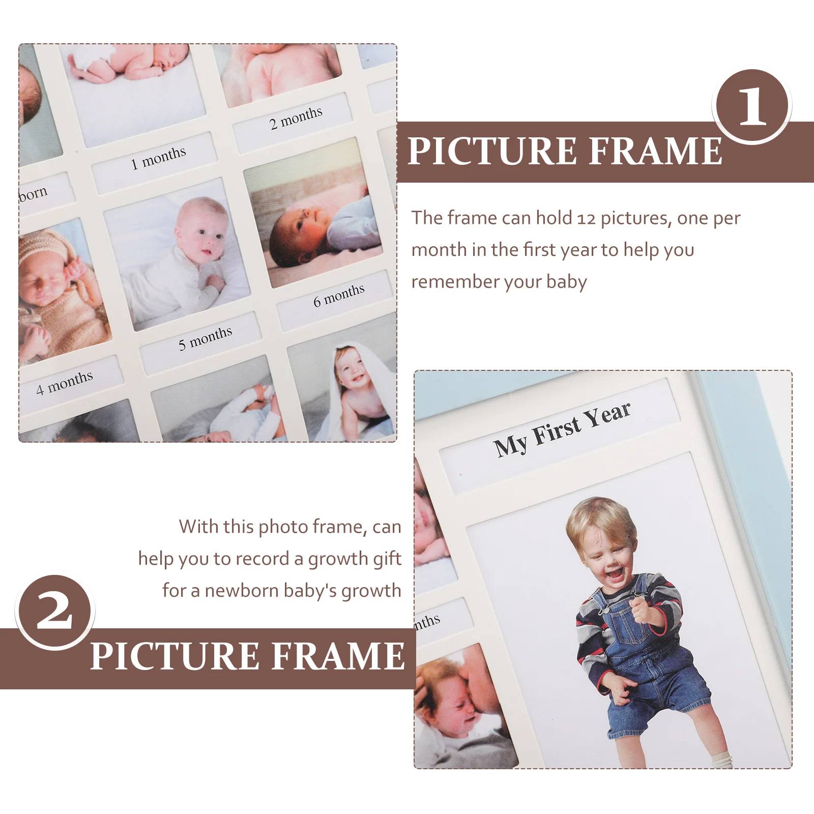 

First Year Photo Frame Milestone Growth Keepsake Picture Holder Desktop Display For Gift