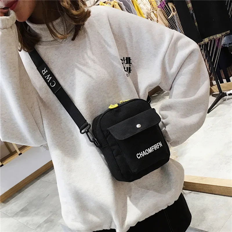 Small Canvas Bag Women\'s Crossbody Shoulder Bags for Women Messenger Coin Purse Cartoon Cell Phone Shoulder Bags Phone Handbags