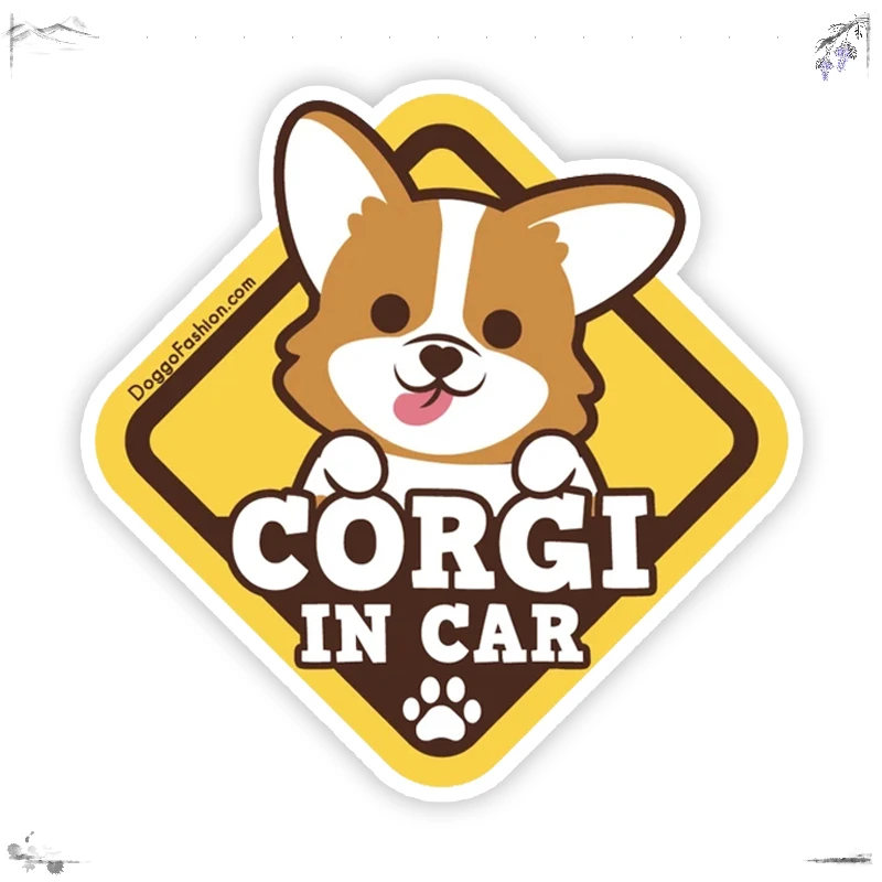 

13X13CM Car Stickers, Motorcycle Decals Corgi In Decorative Accessories,to Cover Scratches Sunscreen Waterproof PVC,PVC