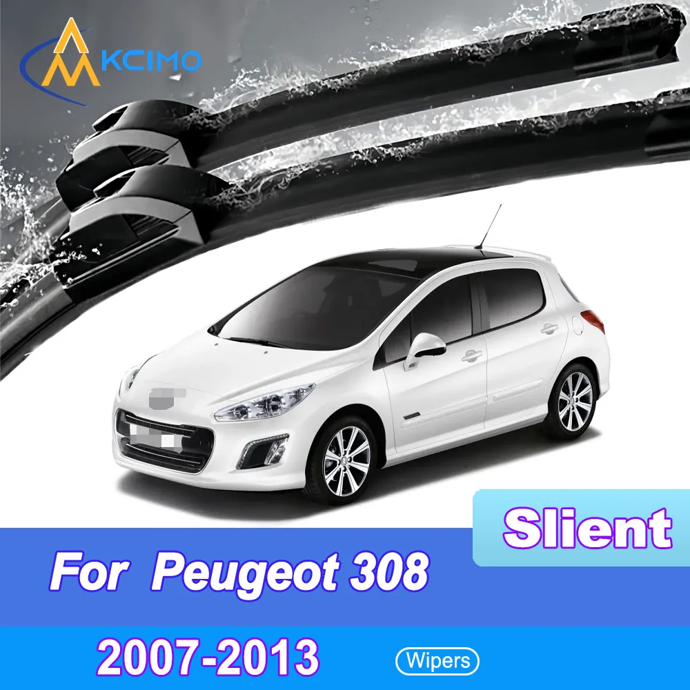 

2 Pack Silent Beam Wiper Blades For Peugeot 308 T7 2007-2013 Noiseless All-Weather Design Windshield Rain Brush Accessories