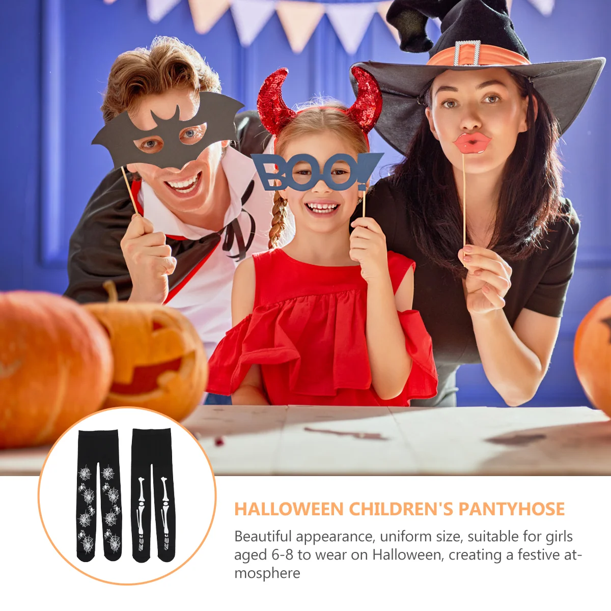 2-delige kousen Halloween-kleding voor kinderen Meisjes Panty Feest Aardetinten Spinnenweb Eng thema Polyester