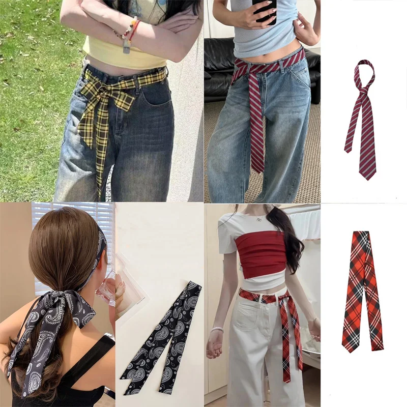 1 قطعة وشاح ربطة العنق الجينز ملحق الزخرفية طويل نحيل منقوشة حزام الخصر شخصية العصرية هيرباند الإكسسوارات العصرية
