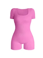 Mono de manga corta con cuello cuadrado para mujer, mono Sexy ajustado de cintura alta de una pieza, ropa de calle Sexy a la moda para mujer
