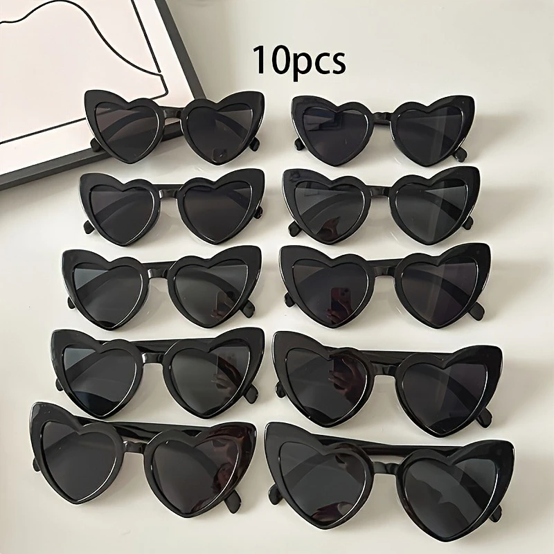 

10 Heart shaped Black Glasses Fun and Stylish Love Themed Party Gifts Music Festival Accessories Couple Celebration Decorations