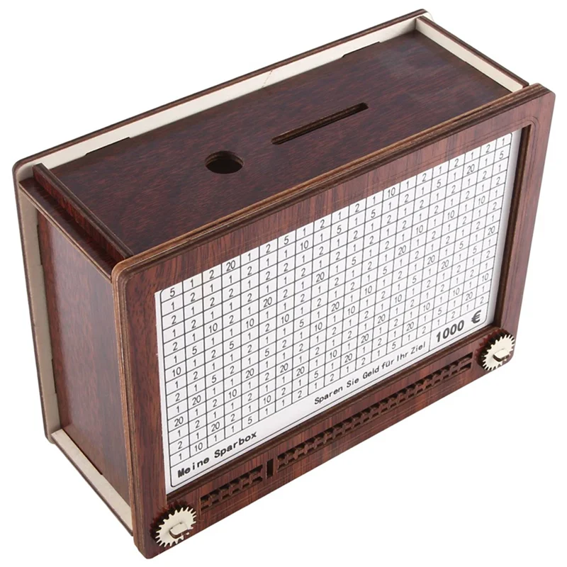 1 قطعة صندوق نقود خشبي صندوق تخزين حصالة ريترو مع صندوق نقود ماركر، صندوق نقود قابل لإعادة الاستخدام، 10000 دولار
