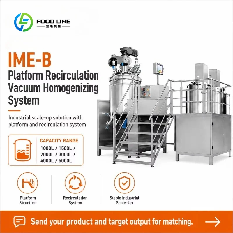 Customized 1000-5000L Automatic Turnkey Vacuum Emulsifying Homogenizer Production Line