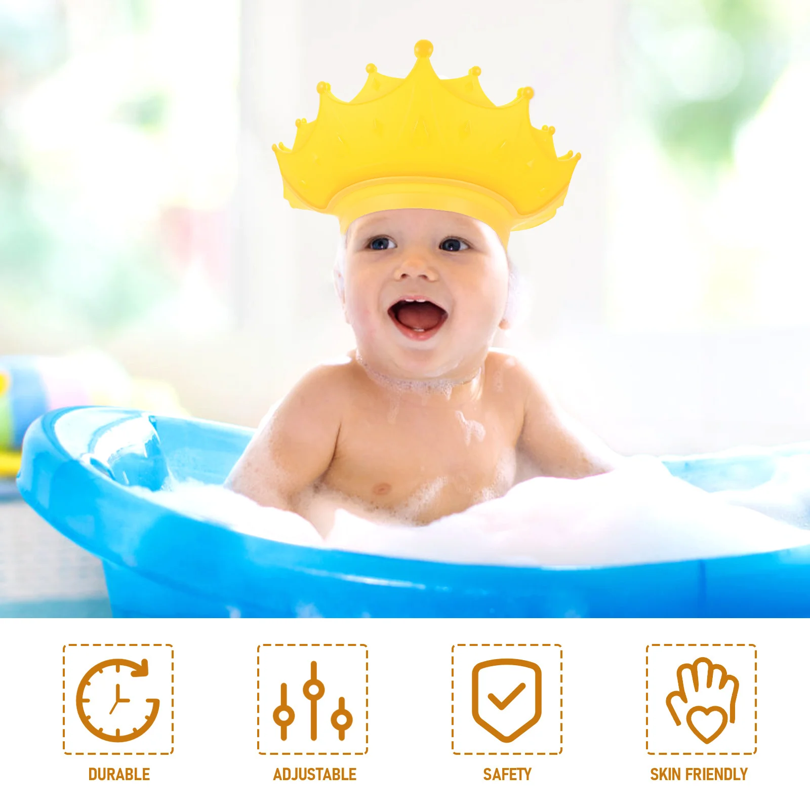 

Childrens Bath Caps Baby Hair Wash Hat Waterproof Adjustable Cute Shower Cap for Kids Toddlers Sunscreen Haircut