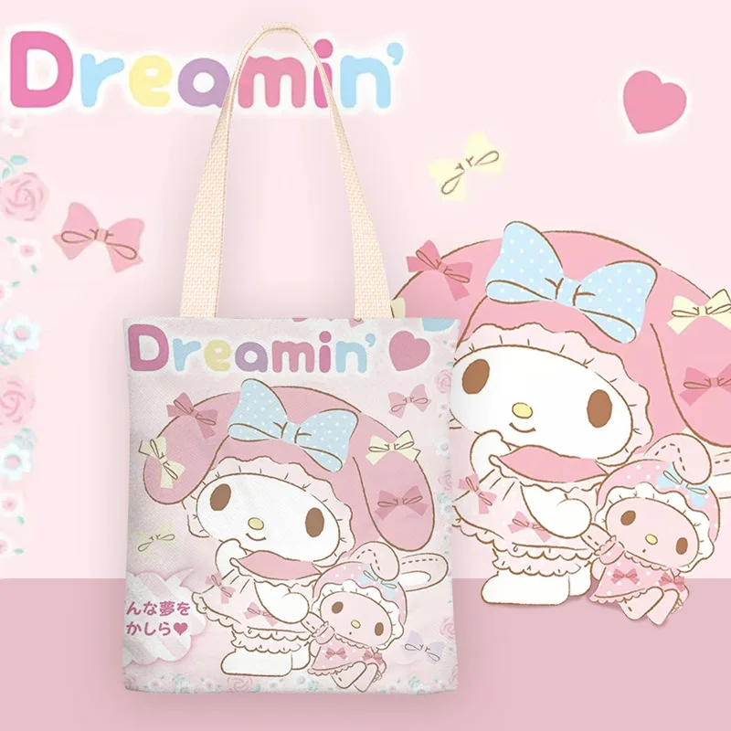 Hello Kitty borse e borsette borsa di tela da donna a spalla singola semplice ragazza Sanrio Little Twin Star Tote Bags per Wome Cute