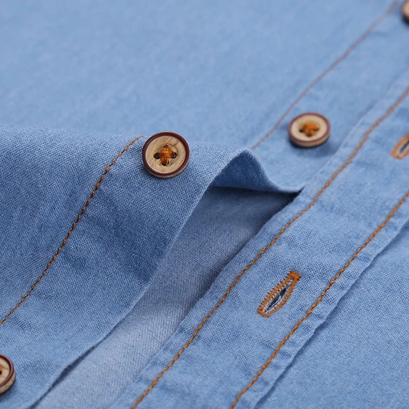 Camisa vaquera 100 de algodón para hombre, chaquetas vaqueras xxxxl, ropa de calle informal, prendas de vestir exteriores, chaqueta vaquera con cuello vuelto y una botonadura para hombre