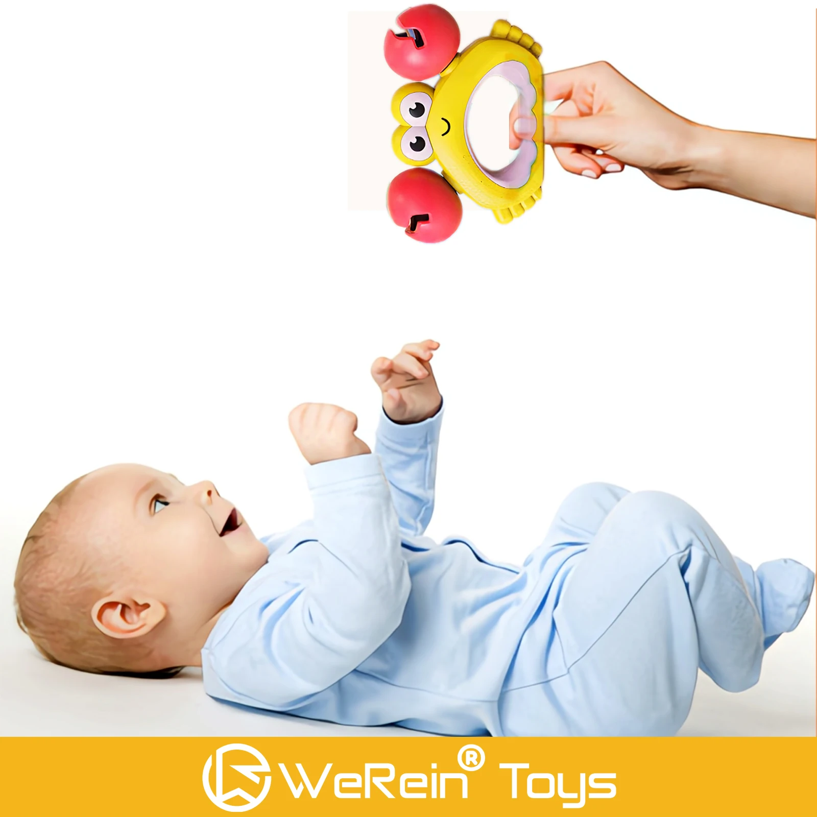 جرس يدوي للأطفال على شكل عالم حيوانات واقعي عالي الجودة، تصميم لطيف نابض بالحياة، لعبة حسية للرضع