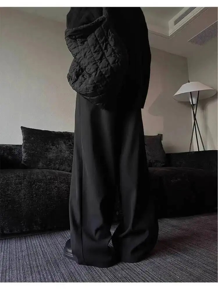Men Suit Pants Black Tailored Trousers HighEnd Drapeyersatile Straight Leg Autumn Winter Cleanfit Unisex Loose Wide Leg Pants