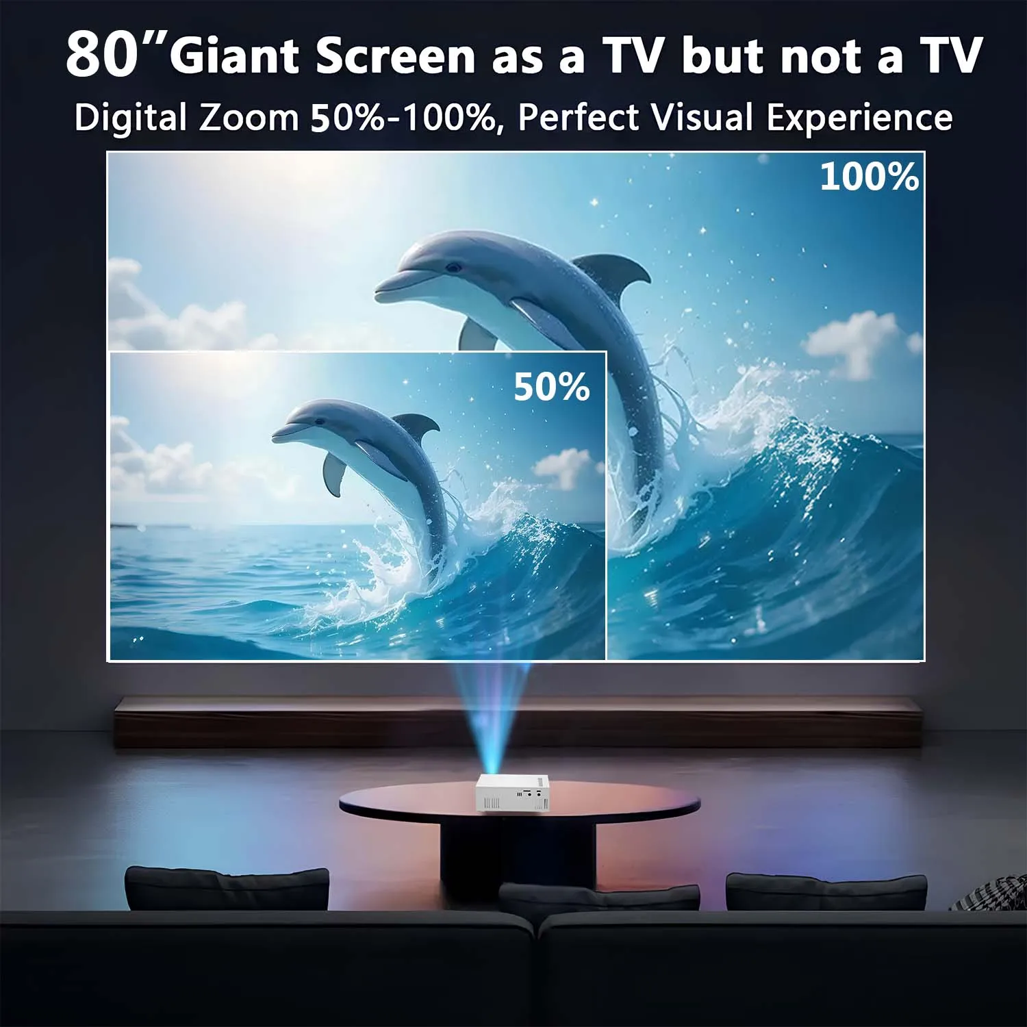 Projector Mini Projector with USB HDMI, Small Portable Outdoor Movie Video DLP LED for Home Camping Travel