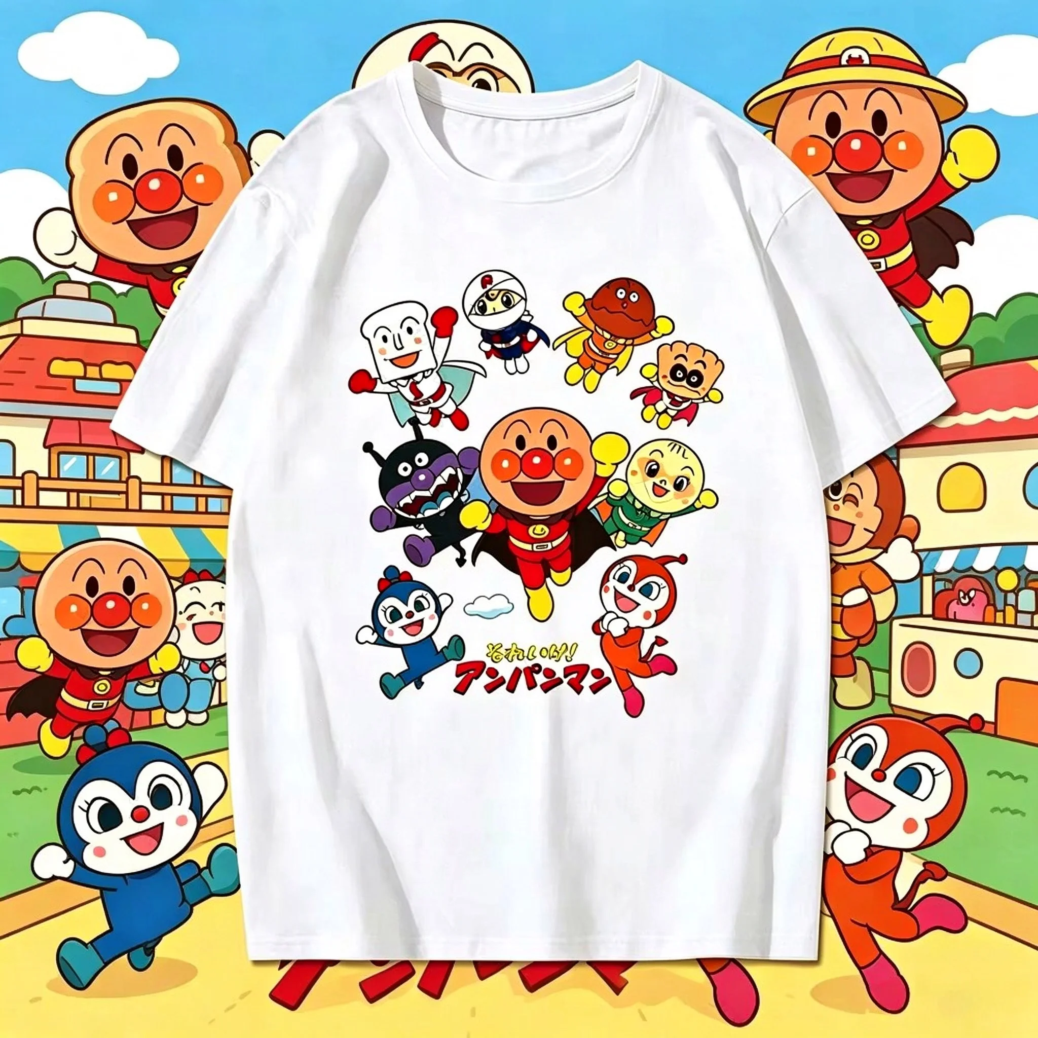 Breadman Everyone Collection Cartoon Short Sleeved T-shirt Japanese Anime Character Print Men and Women Parent-child Casual Top