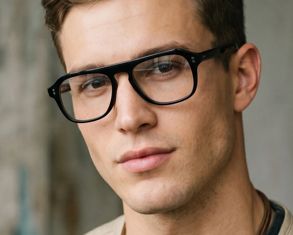 Vintage Piloten-Brillengestell für Herren, Myopie, verschreibungspflichtige Brille, handgefertigt, klassisch, Schlüsselloch-Acetat-Brille, Marineblau – Detail 1