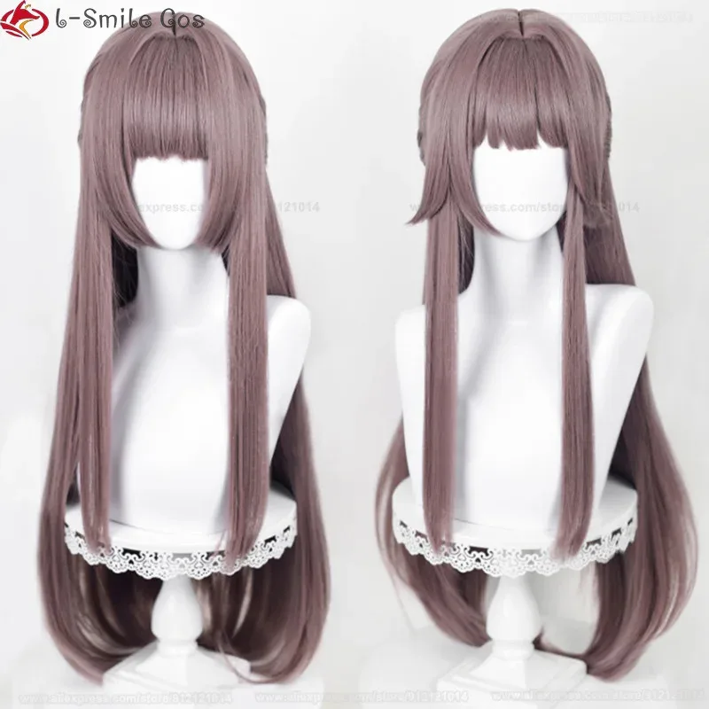 2025 yiyi alta calidad 88 cm de largo Rail Herta peluca juego gris púrpura Anime Cosplay pelucas collar pelo resistente al calor Por