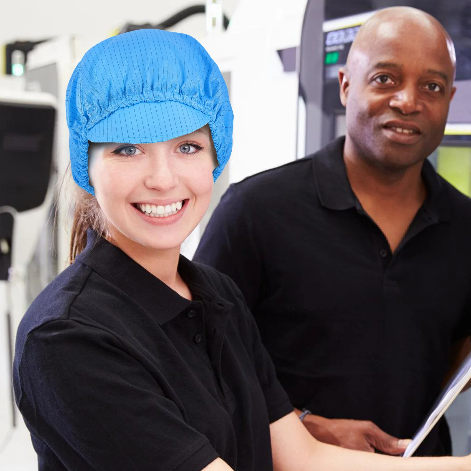 

5 шт. антистатических рабочих шапок из полиэстера с сетчатой вставкой, дышащие, пылезащитные, для чистых помещений, электроники, пищевой промышленности, мастерских, шапки для чистых помещений