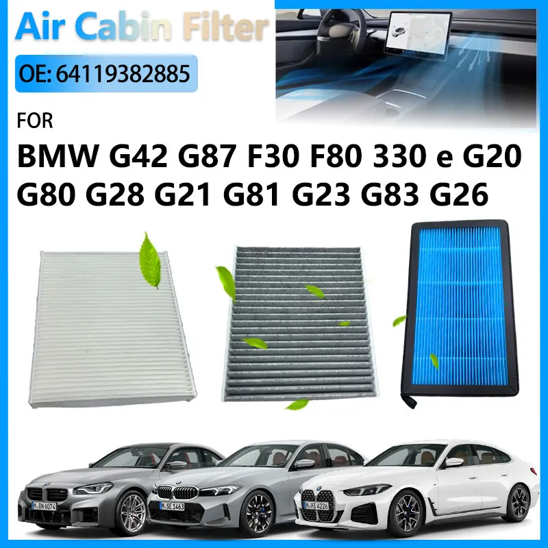 

64119382886 64119382885 Cabin Filter For BMW 2 Coupe G42 G87 BMW 3 F30 F80 330 e G20 Touring G21 G80 G81 G28 G23 G83 Coupe G26