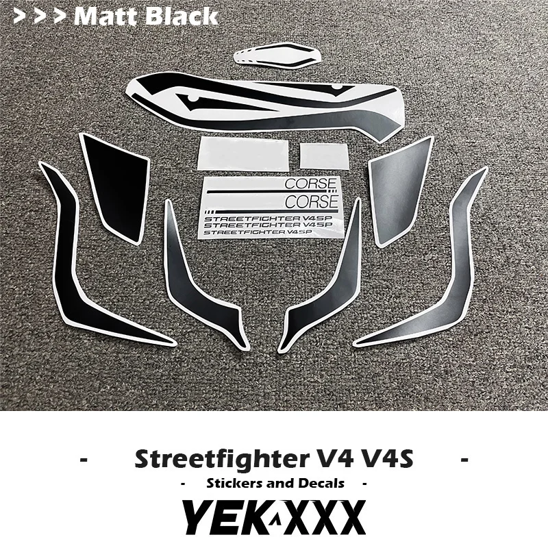 For Ducati Streetfighter V4/V4S Full Vehicle Fairing Line Sticker Decals All Logos Stickers Kit Design Panigale SP Black